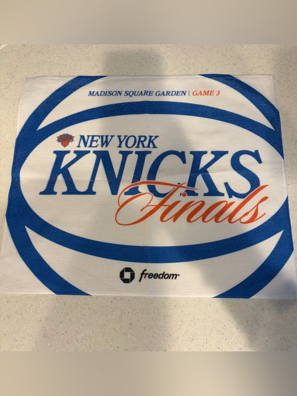 New York Knicks Finals Towel Game 3 Ticket Holder Swag Madison Square Garden NBA